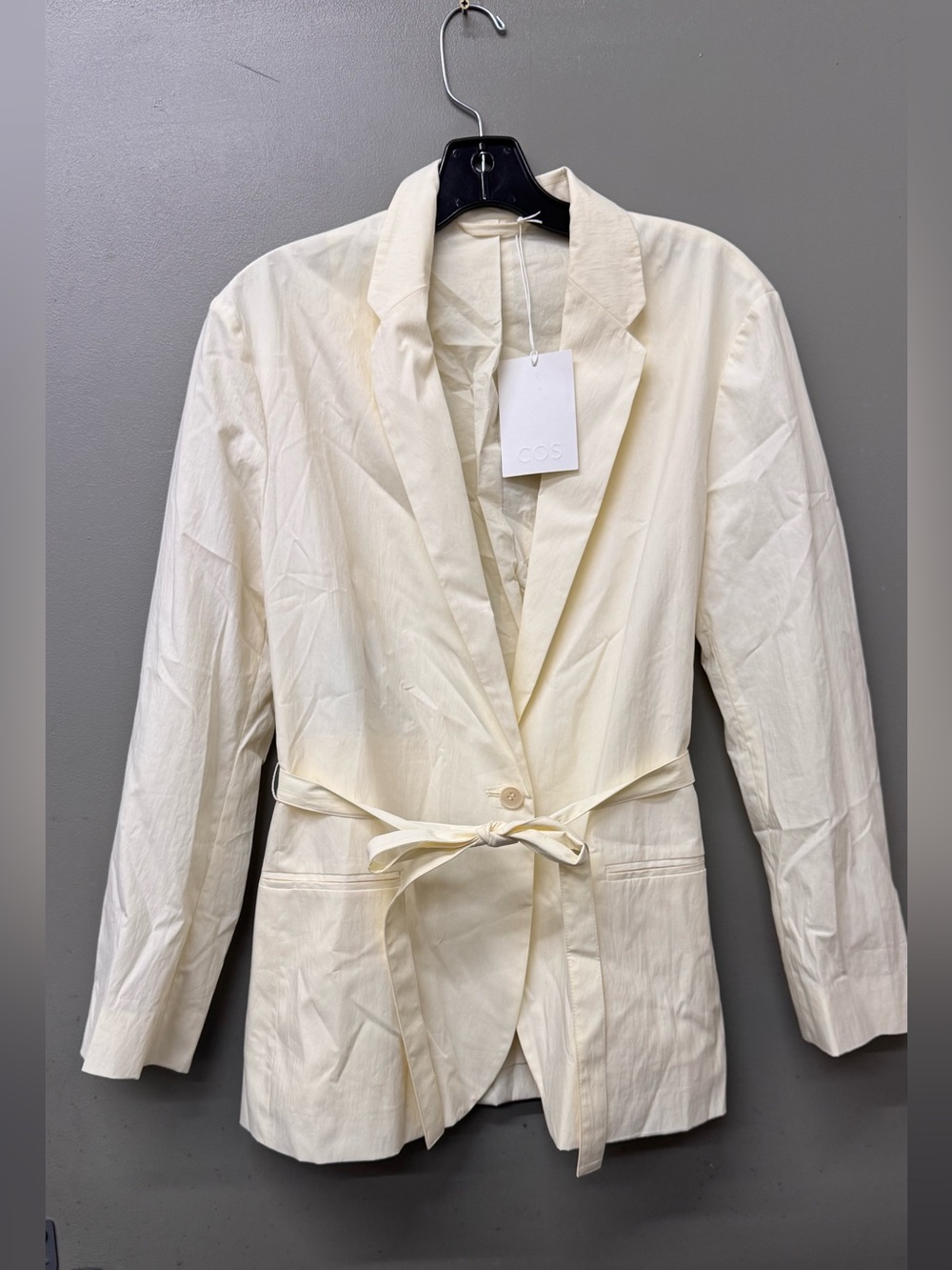 NWT COS Tie-Belt Blazer Jacket womens size 6 in Butter yellow